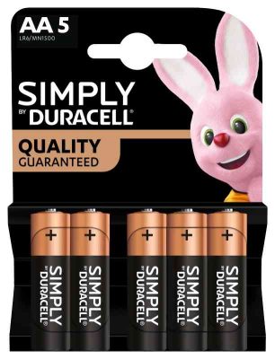 PILA STILO ALCALINA SIMPLY (MN1500) BLISTER 5 PEZZI DURACELL
