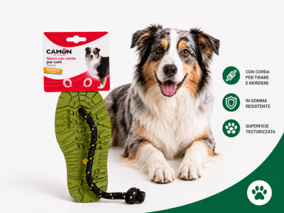 GIOCO Cane - Suola in Gomma con corda