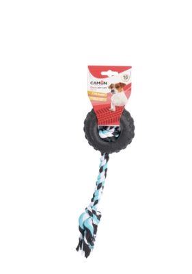 Gioc.Cane PNEUMATICO in Foam TPR + corda in cotone -MD- 15cm