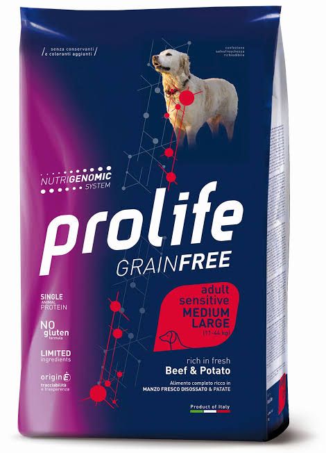 PL DOG GF SENS BEEF & P M/L 10K