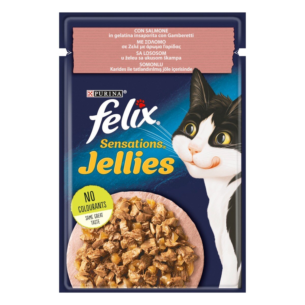 FELIX SENSATIONS SALMONE IN GELATINA CON GAMBERETTI 26X85GR