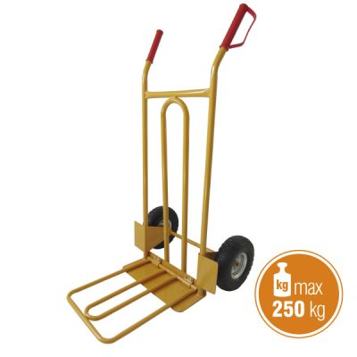 CARRELLO PORTAPACCHI C/PEDANA RIBALTABILE PORT.250KG C/RUOTE PIENE