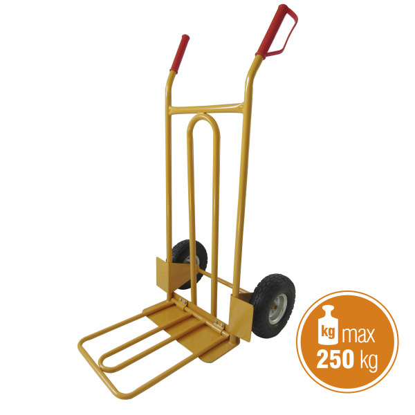 CARRELLO PORTAPACCHI C/PEDANA RIBALTABILE PORT.250KG C/RUOTE PIENE