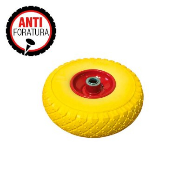 RUOTA GIALLA ANTIFORATURA ?26 CERCHIO METALLO PER CARRELLO 80/8 E 80/10