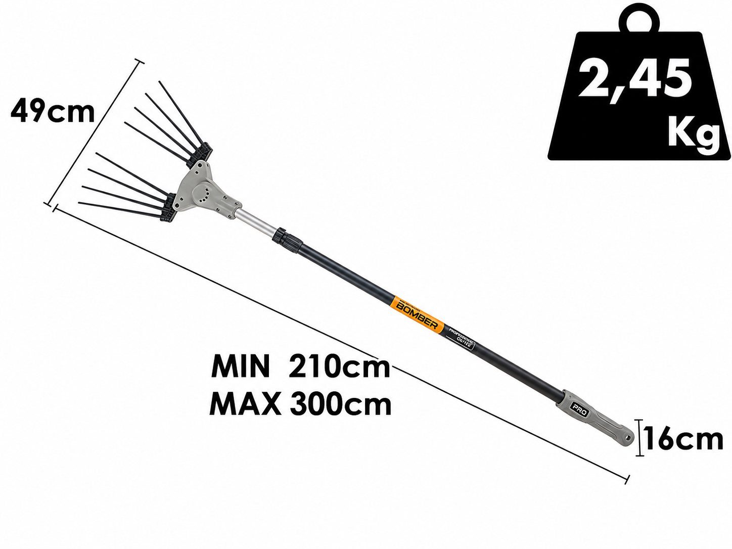 SCUOTITORE SUPERBOMBER 12V BRUSHLESS PROL TELESC 2,1-3,1 MT LARG 300 MM - immagine 2