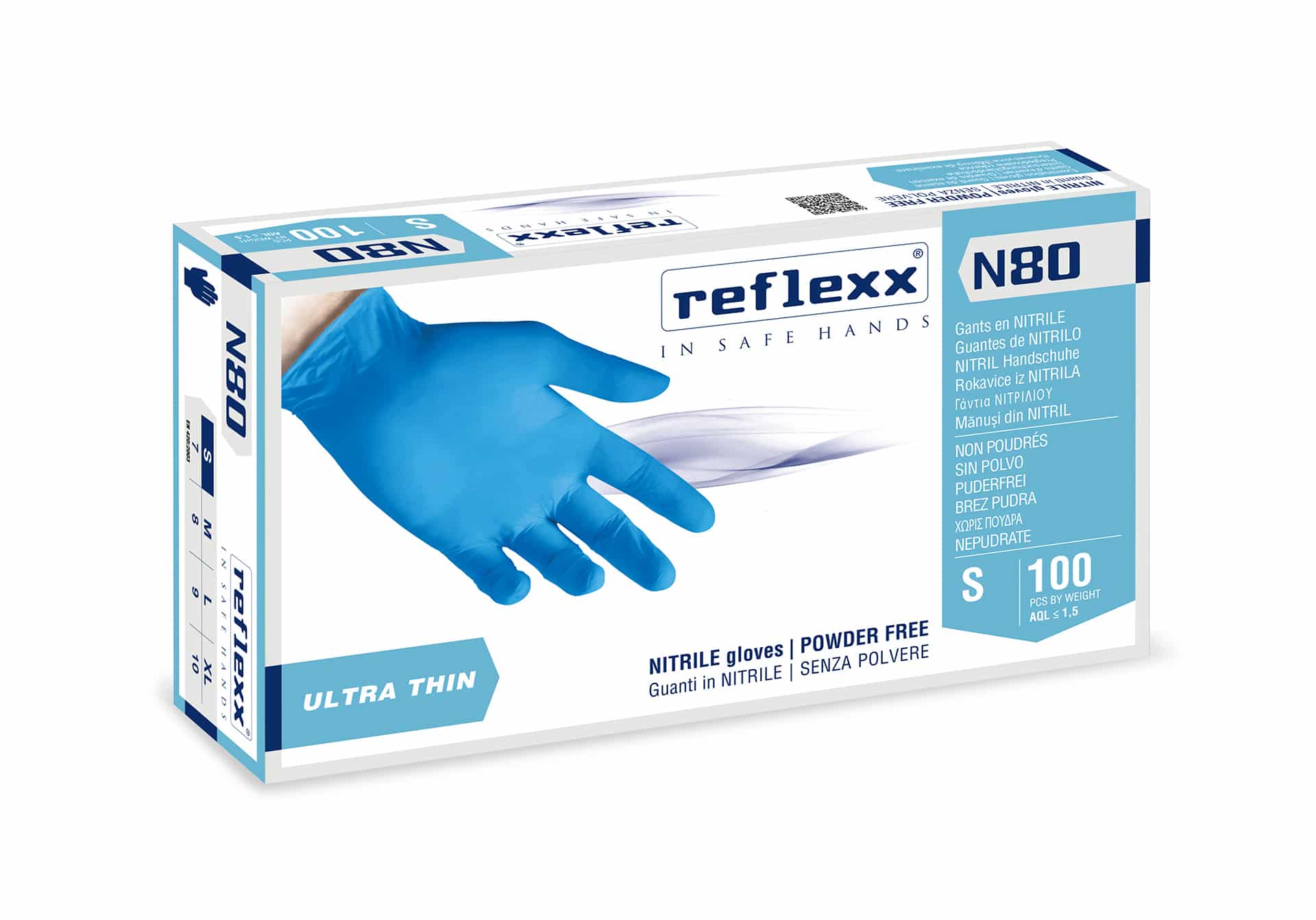 GUANTO NITRILE BLU N80 TAGLIA S 100 PEZZI SENZA POLVERE
