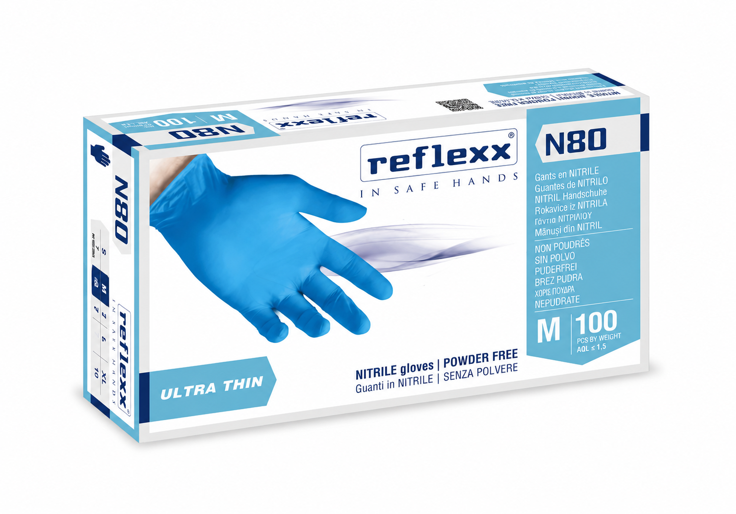 GUANTO NITRILE BLU N80 TAGLIA M 100 PEZZI SENZA POLVERE