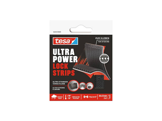 STRISCE ADESIVE ULTRA POWER NERE IN PP 2 PAIA 5CM X 25MM