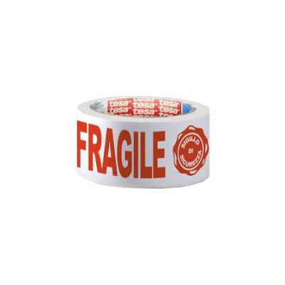 NASTRO DA IMBALLO "FRAGILE" BIANCO 66M X 50MM