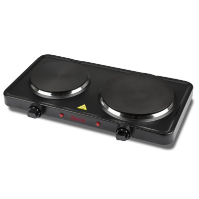 FORNELLO ELETTRICO 2 PIASTRE IN GHISA 18+5155 1500+1000W, 5 POTENZE