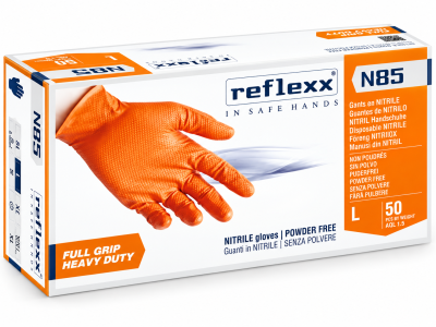 GUANTO NITRILE ARANCIO N85 TAGLIA L 50 PEZZI SENZA POLVERE