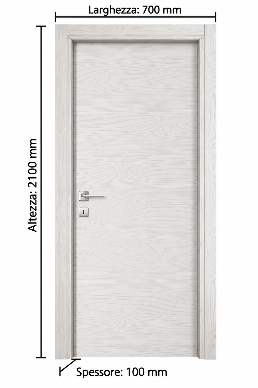 Porta Microtec Frassino Bianco Battente Misura 210x70 Cm - immagine 2