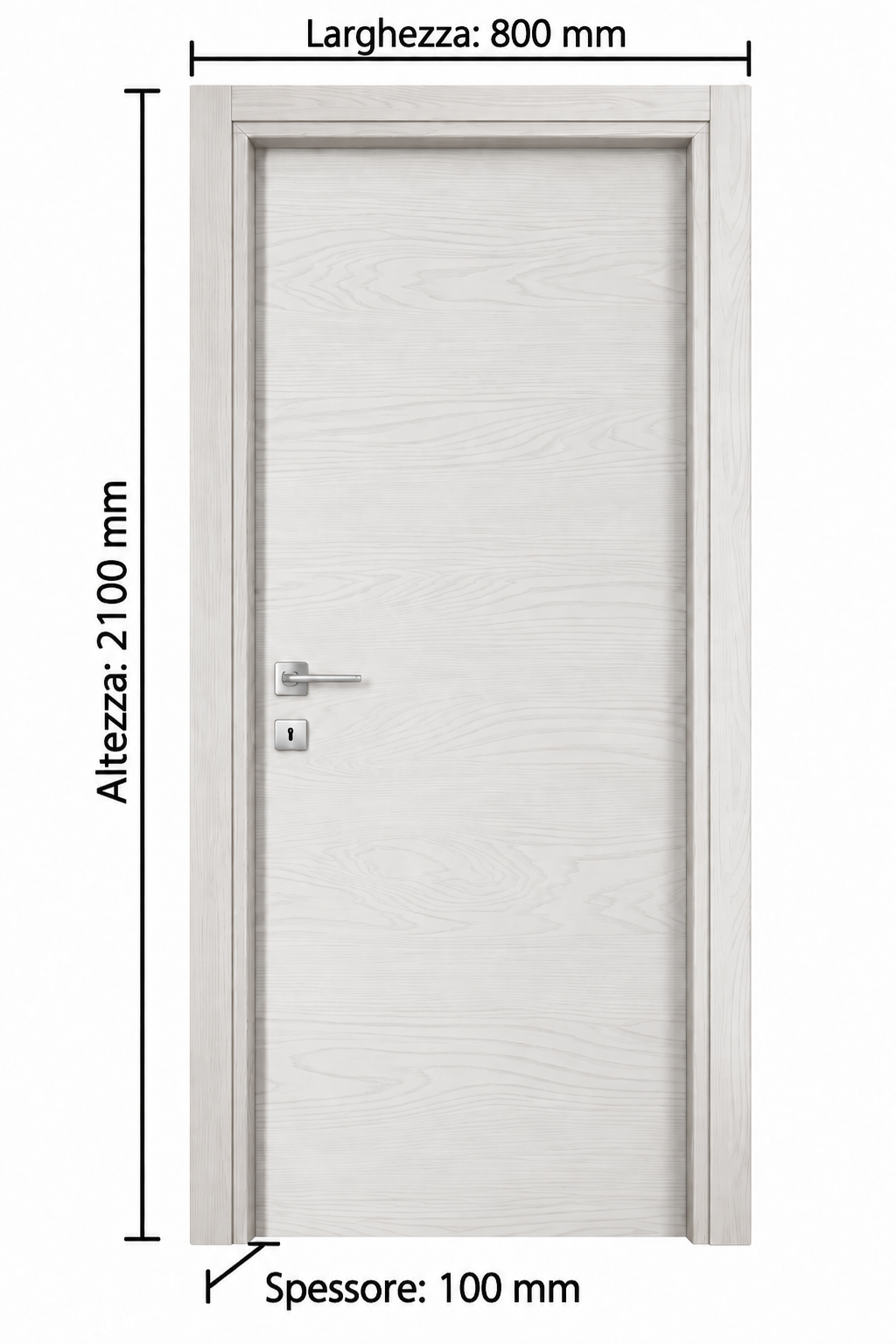 Porta Microtec Frassino Bianco Battente Misura 210x80 Cm - immagine 2