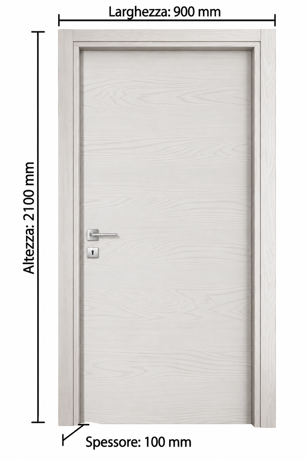 Porta Microtec Frassino Bianco Battente Misura 210x90 Cm - immagine 2