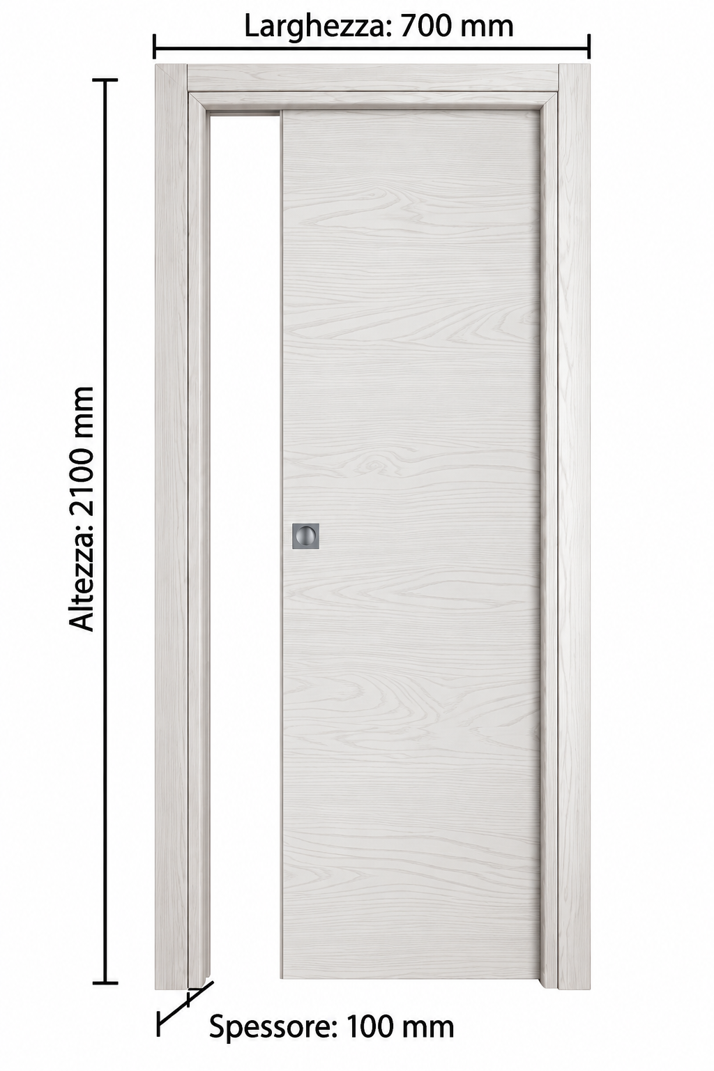 Porta Microtec Frassino Bianco Scorr. Interno Misura 210x70 Cm - immagine 2