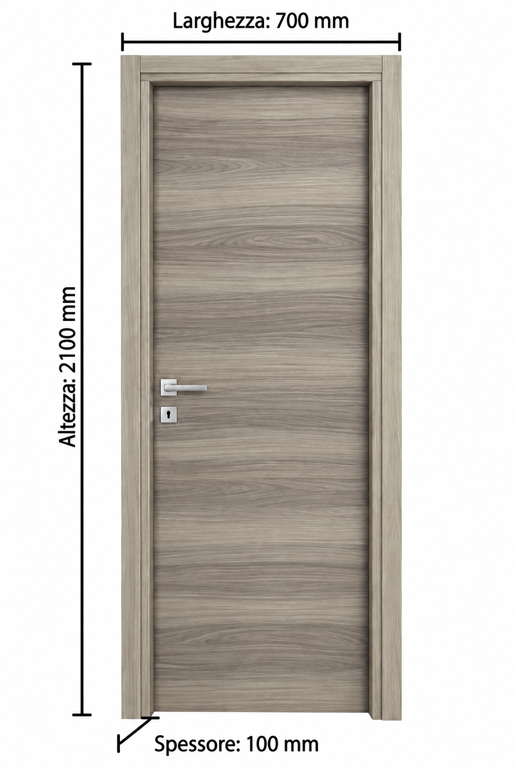Porta Microtec Rovere Grigio Battente Misura 210x70 Cm - immagine 2