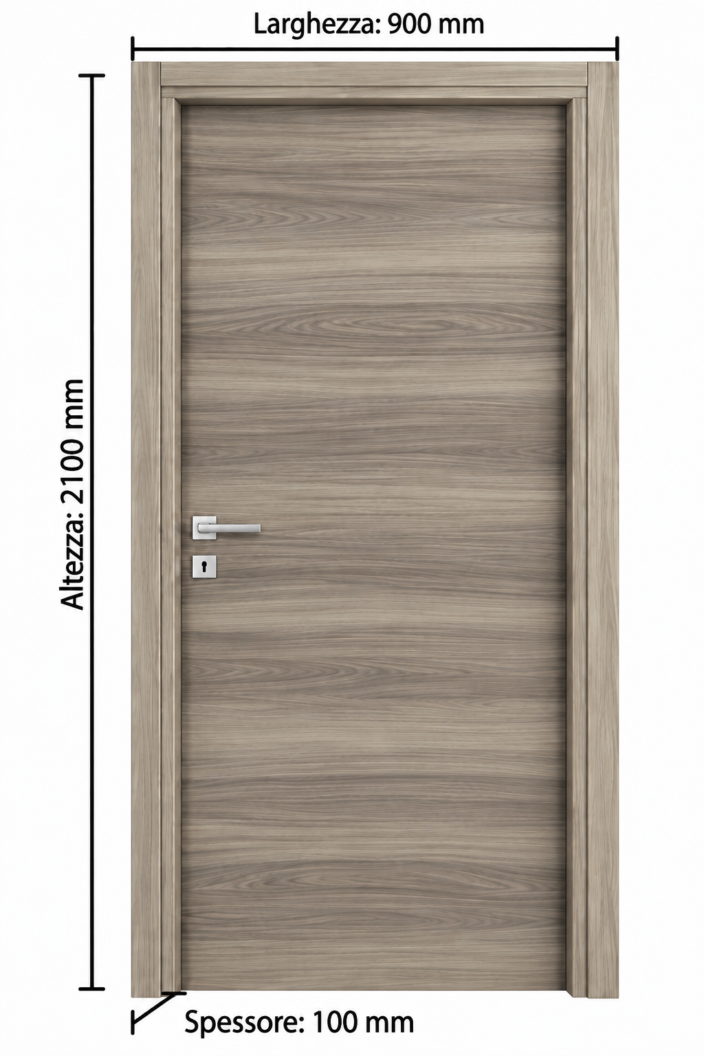 Porta Microtec Rovere Grigio Battente Misura 210x90 Cm - immagine 2