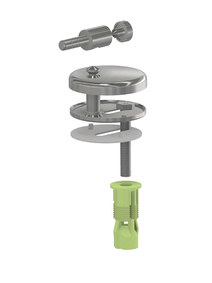 H050 - Cerniera Inox : regolabile ,estraibile , avvitabile dal basso e dall'alto