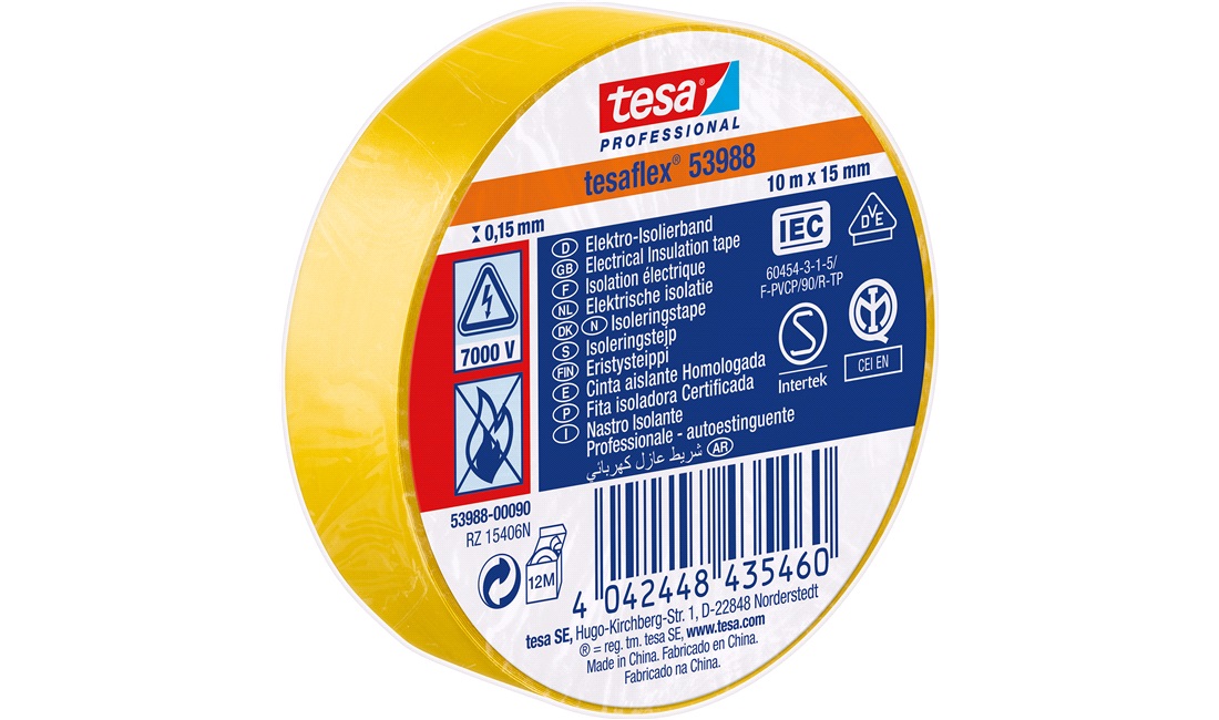 NASTRO ISOLANTE GIALLO 10MT X 15MM