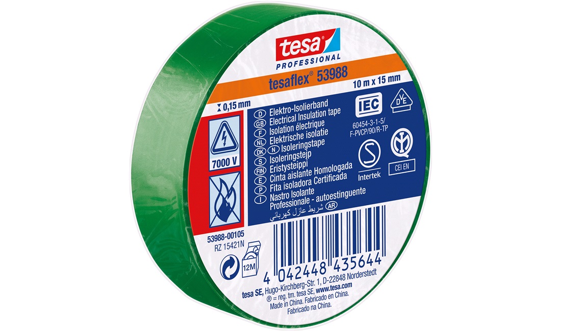 NASTRO ISOLANTE VERDE 10MT X 15MM