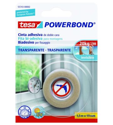 NASTRO BIADESIVO POWERBOND TRASPARENTE 1,5MT X 19MM