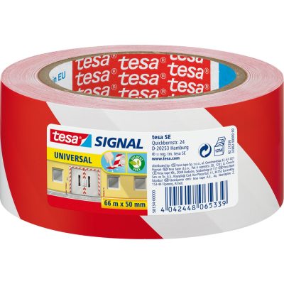 NASTRO SEGNALETICO ROSSO/BIANCO 66MT X 50MM