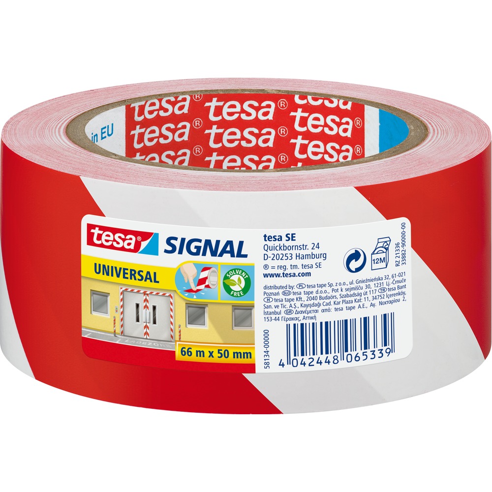 NASTRO SEGNALETICO ROSSO/BIANCO 66MT X 50MM