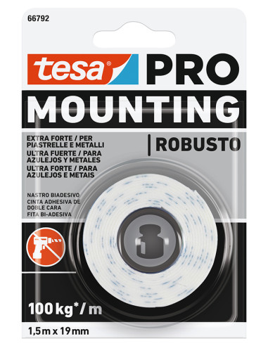 NASTRO BIADESIVO BIANCO MOUNTING PRO 1,5MT X 19MM