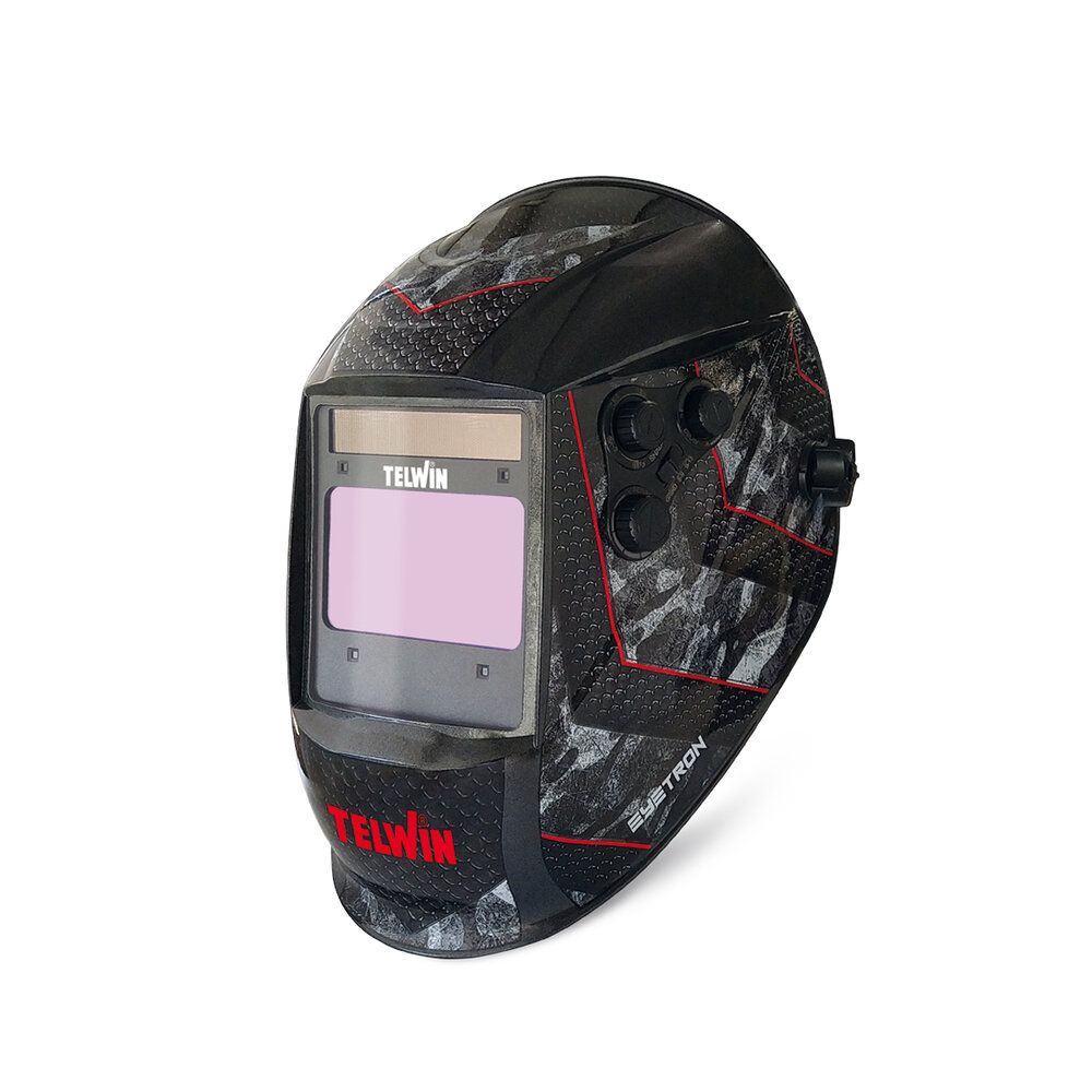 MASCHERA AUTOMATICA A CASCHETTO PER USO PROFESSIONALE ADATTA ALLA SALDATURA MMA, TIG (>2A) e MIG-MAG, CLASSE OTTICA 1/1/1/1, FUNZIONAMENTO A CELLA SOLARE EYETRON MASCHERA