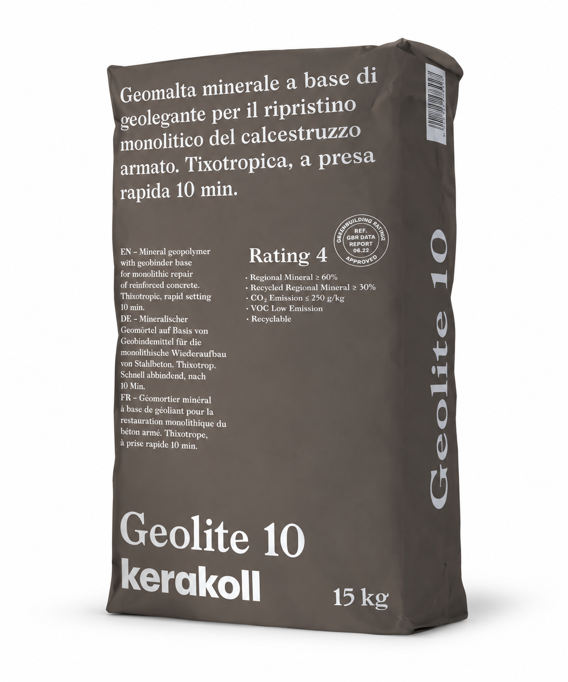Geomalta minerale a base di Geolegante per il ripristino monolitico del calcestruzzo armato.