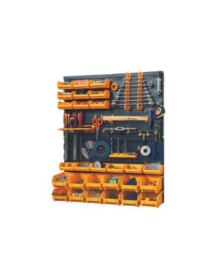 KIT 4 PANNELLI PORTAUTENSILI 32,3x1,7x38,5CM + 15 CONTENITORI art.101 + 12 CONTENITORI art.102 + 2 SUPPORTI PER UTENSILI + 2 MENSOLE PER CHIAVI INGLESI + 38 GANCI IN POLIPROPILENE