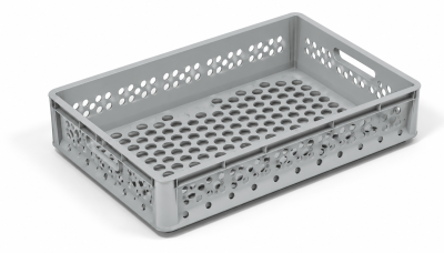 CONTENITORE INDUSTRIALE GRIGLIATO GRIGIO 60X40X12CM
