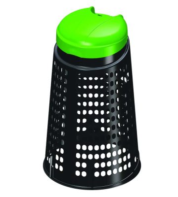ECOTRESPOLO GRIGLIATO IN POLIPROPILENE FONDO NERO CON COPERCHIO VERDE 110LT 500X855MM