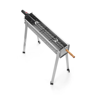 BARBECUE PER ARROSTICINI CM 80 TUTTO IN ACCIAIO INOX. Fornito con 4 gambe alte e 4 gambe basse.