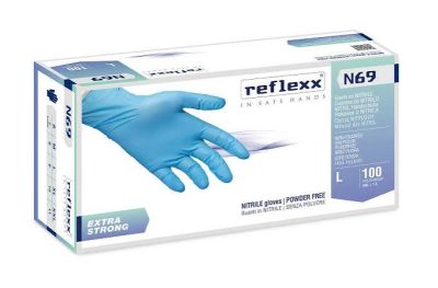 GUANTI NITRILE EXTRAFORTE N69 TAGLIA L 100 PEZZI SENZA POLVERE