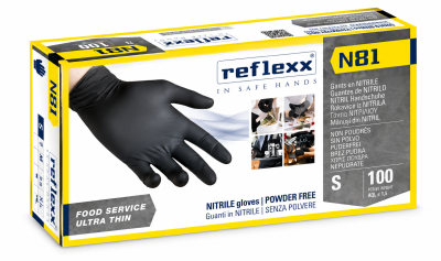 GUANTI NITRILE NERO N81 TAGLIA S 100 PEZZI SENZA POLVERE