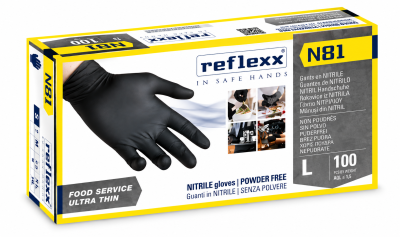 GUANTI NITRILE NERO N81 TAGLIA L 100 PEZZI SENZA POLVERE