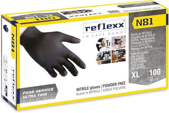 GUANTI NITRILE NERO N81 TAGLIA XL 100 PEZZI SENZA POLVERE