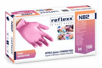 GUANTI NITRILE ROSA N82 TAGLIA M 100 PEZZI SENZA POLVERE