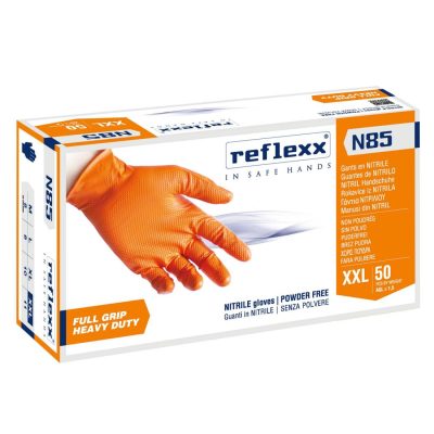 GUANTO N85 ARANCIO NITRILE TAGLIA XXL 50 PEZZI SENZA POLVERE