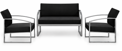 SALOTTO ALICANTE COLORE BLACK WASHED 2 POLTRONE, 1 DIVANO, 1 TAVOLO 37X45X48CM (CUSCINI COLOR GRIGIO)