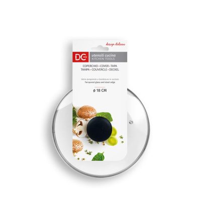 DC CASA COPERCHIO VETRO TEMPERATO B/INOX 18CM