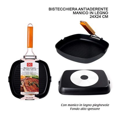 DC CASA BISTECCHIERA A/ADERENTE M/LEGNO 24X24CM