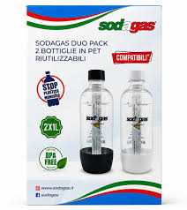 SODAGAS DUO PACK 2 BOTTIGLIE IN PET RIUTILIZZABILI